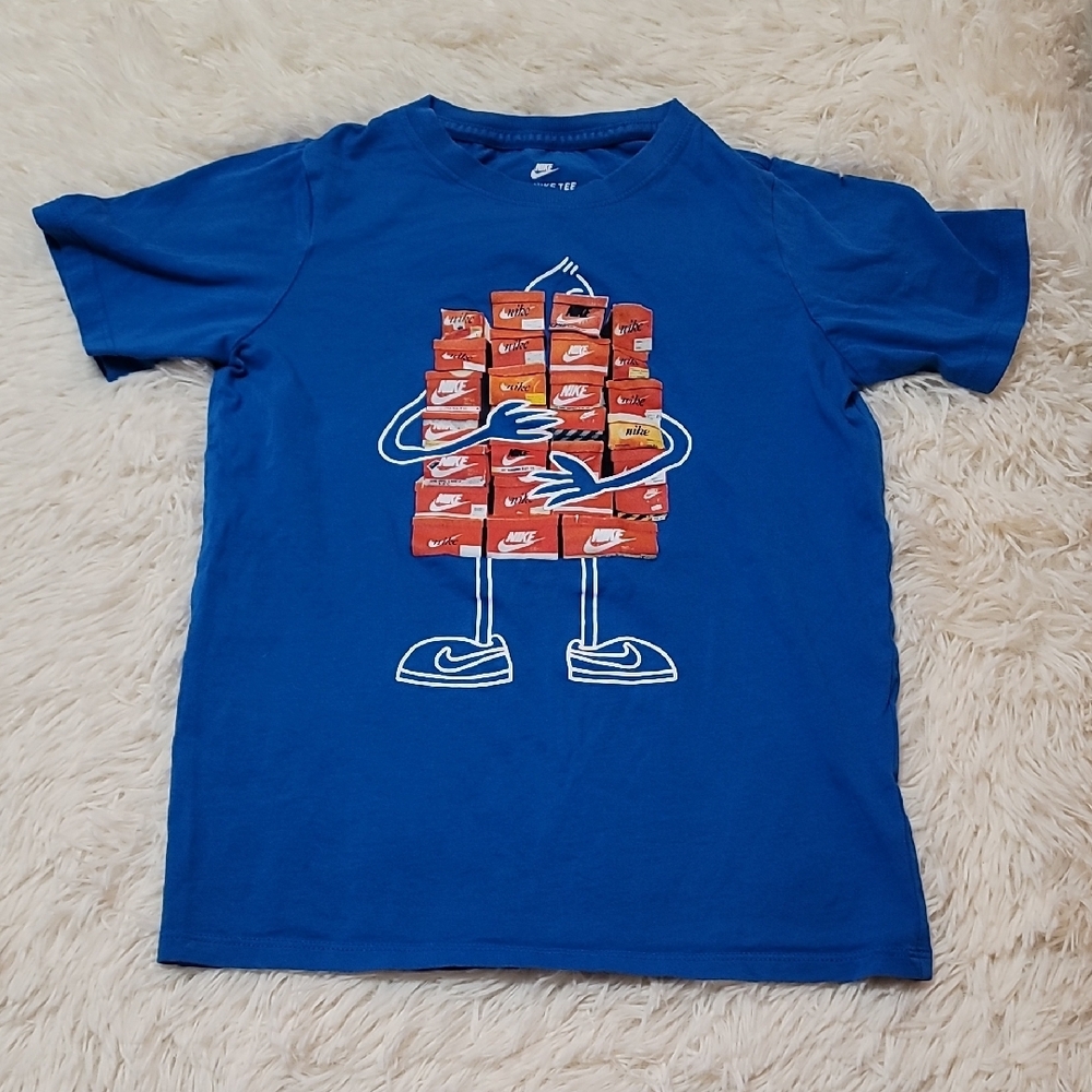 Nike, Small, Boys, Blue Graphic Kids T-Shirt, Cotton
